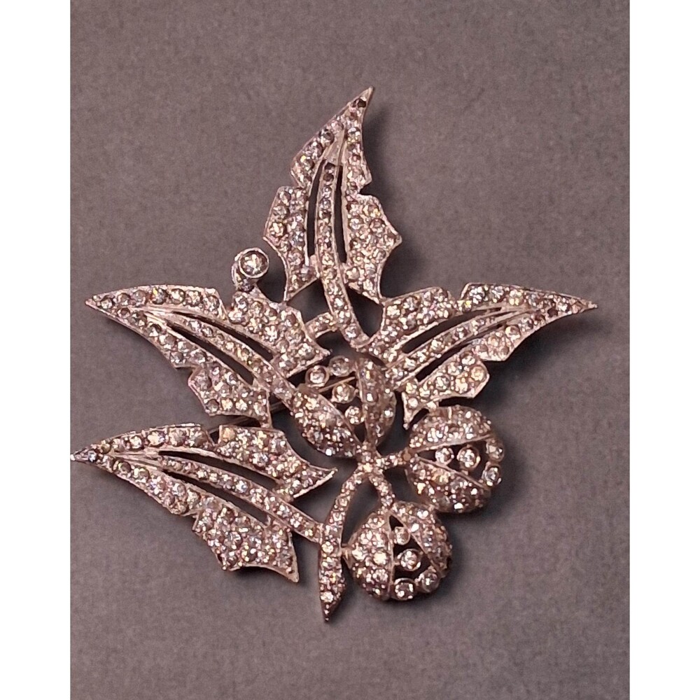 Vintage Rhinestone Berries Brooch Pave Glass Stones